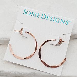 Rose Gold Hammered Hoops Earrings