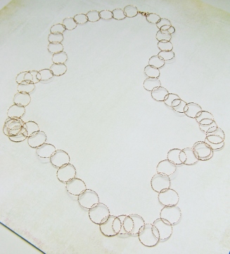 36" Rose Gold Diamond Cut Circle Necklace