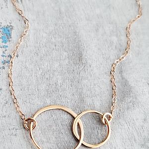 Rose Gold Two Intertwined Circle Necklace