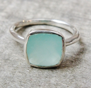 Chalcedony Cushion Ring in Sterling Silver