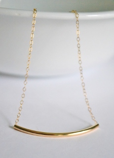Gold-filled Curved Bar Necklace
