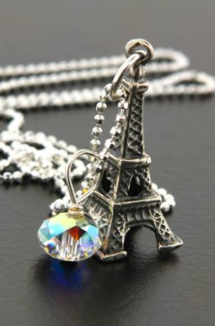 Eiffel Tower Necklace w/ crystal