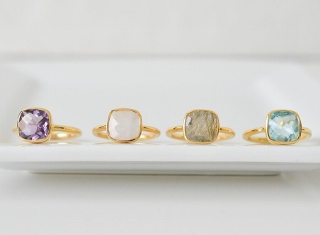 Rainbow Moonstone Cushion Ring