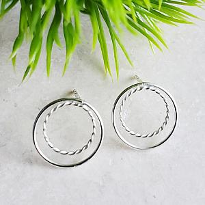 Silver Double Circle Studs