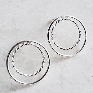 Silver Double Circle Studs