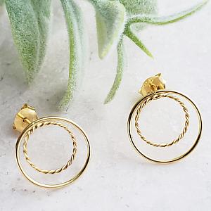 Gold Double Circle Studs