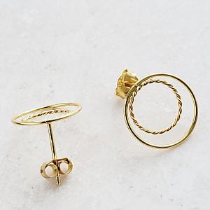 Gold Double Circle Studs