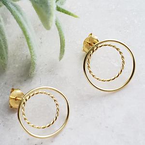 Gold Double Circle Studs