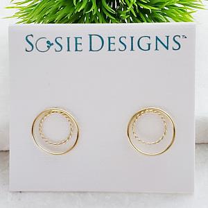 Gold Double Circle Studs