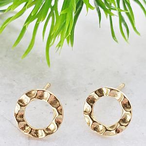 Gold Hammered Circle Studs