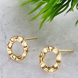 Gold Hammered Circle Studs