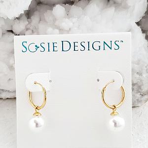 Gold Over Sterling Silver Endless Hoop w/ Crystal Pearls
