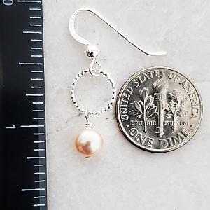 Diamond Cut w/ Crystal Pearls Earrings - Peach