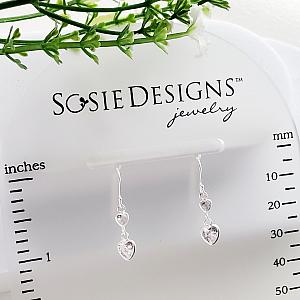 Silver Double Heart CZ Earrings
